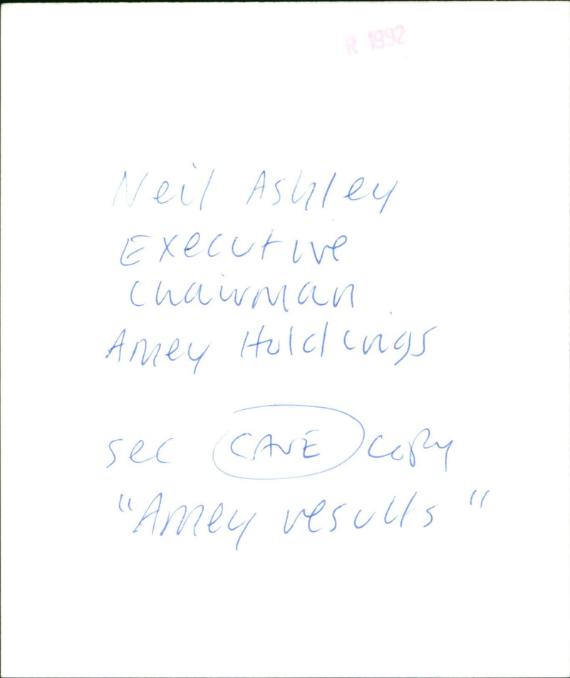 Neil Ashley - Vintage Photograph