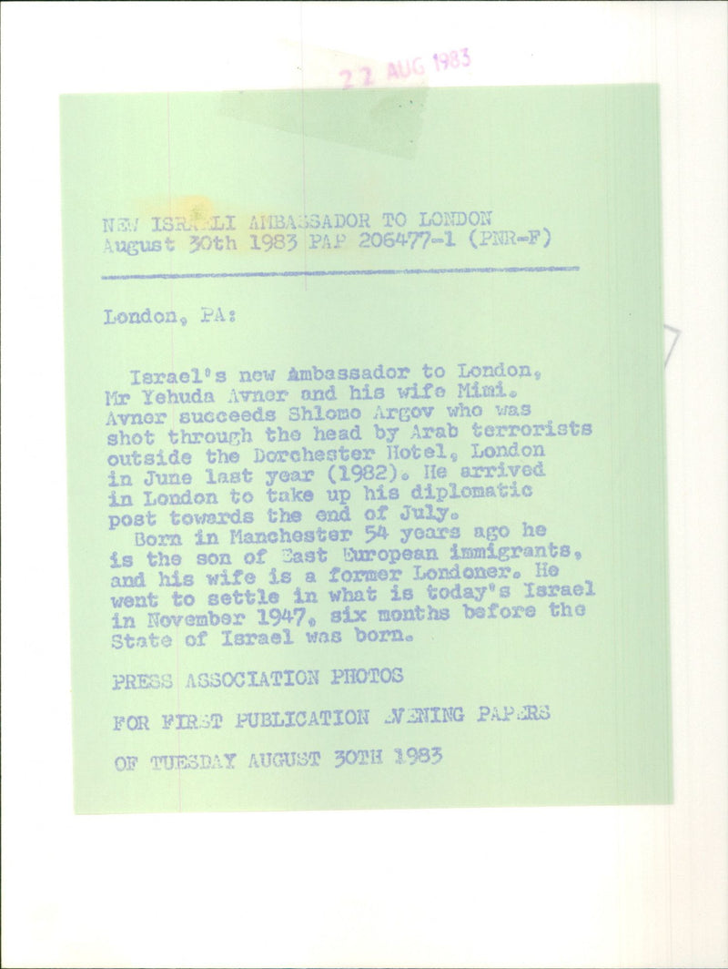 Mr. Yehuda Avner - Vintage Photograph