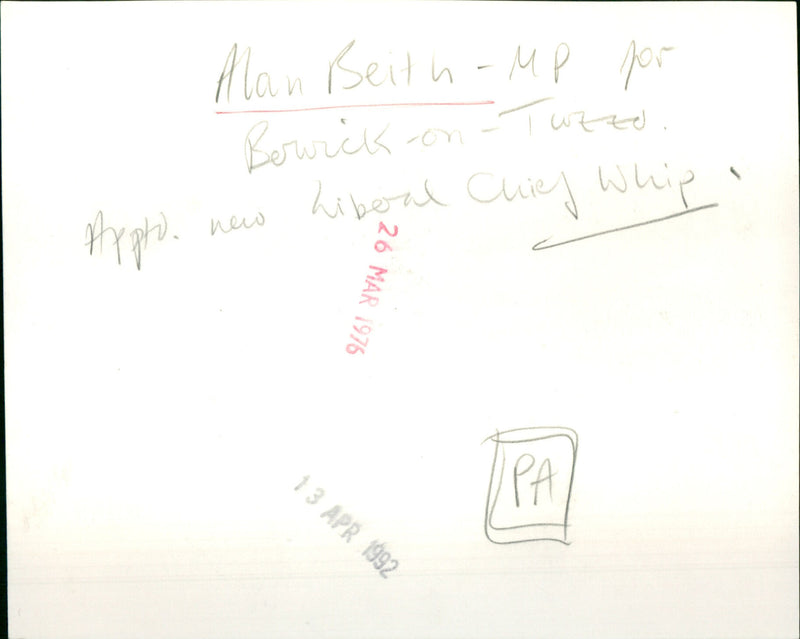 Alan Beith - Vintage Photograph