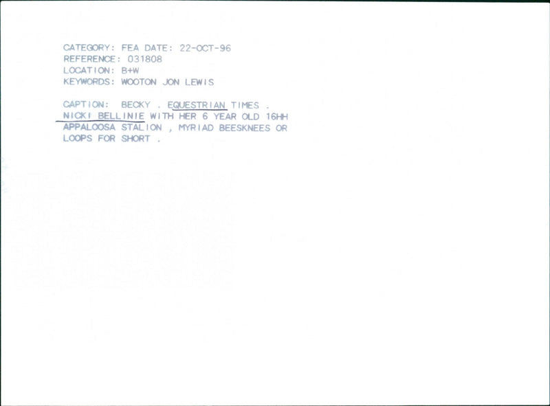 Nicki Bellinie - Vintage Photograph