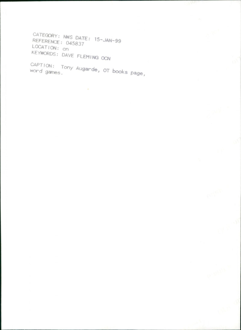 Tony Augarde - Vintage Photograph