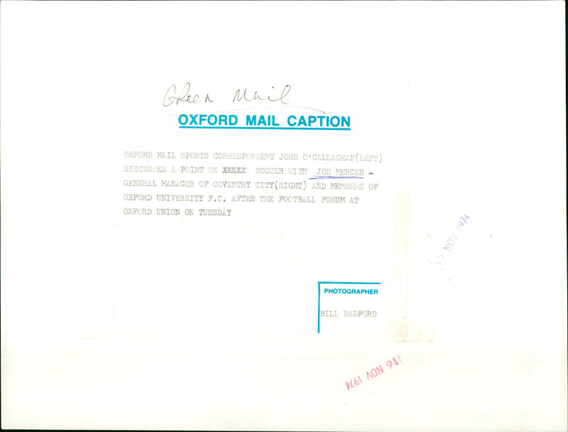 Joe Mercer - Vintage Photograph