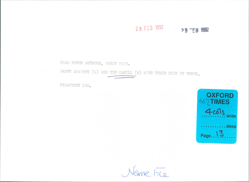 Tim Cahill (R) and Garry Sowerby - Vintage Photograph