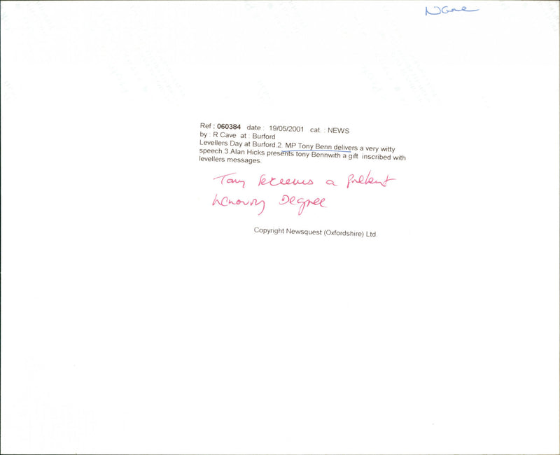 Tony Benn - Vintage Photograph