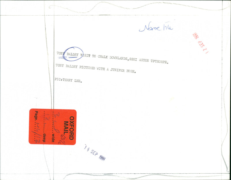 Tony Baldry - Vintage Photograph