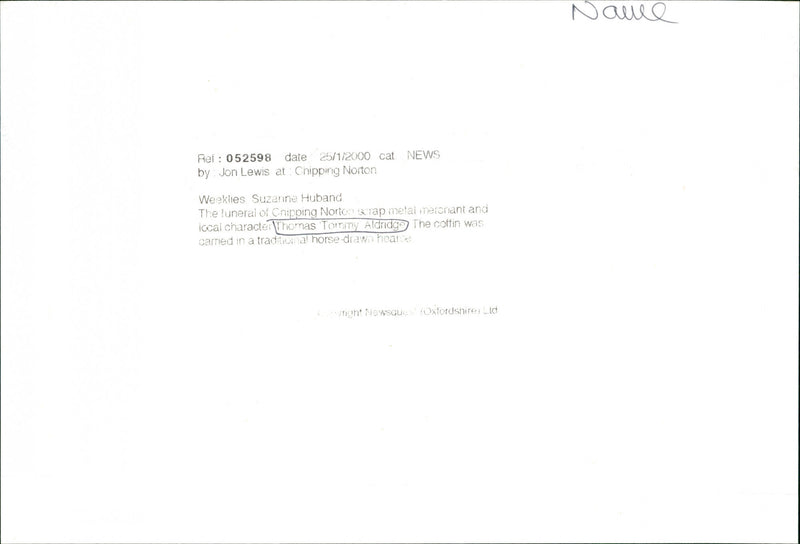 Thomas Aldridge - Vintage Photograph