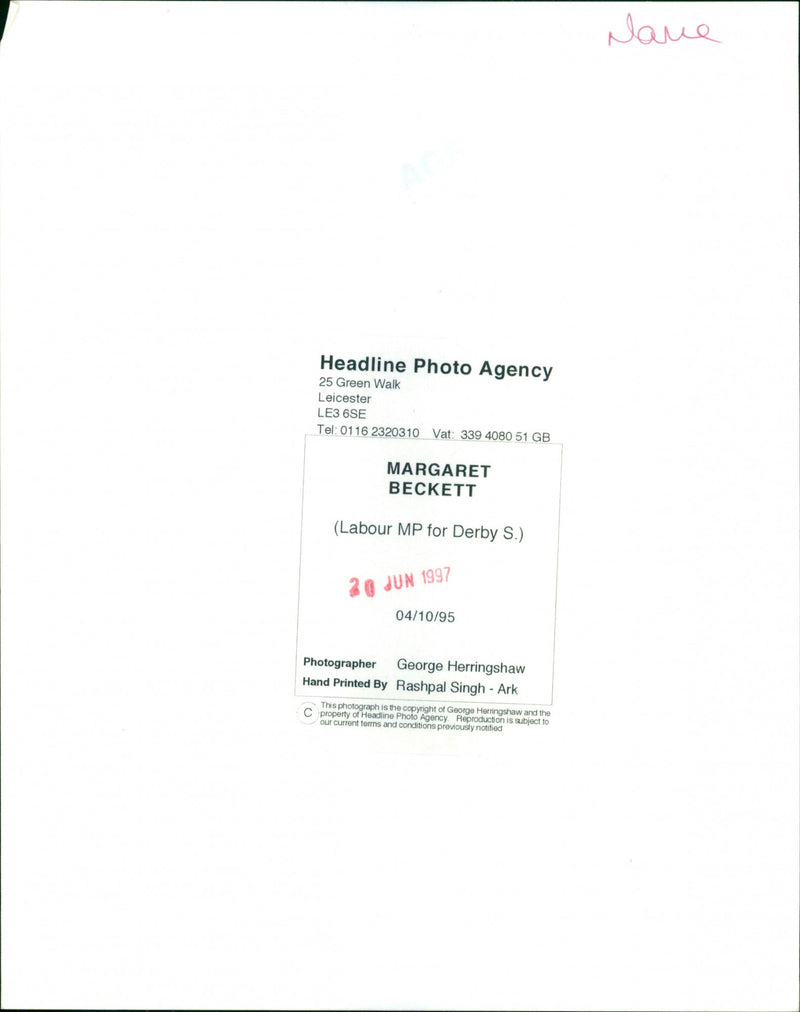 Margaret Beckett - Vintage Photograph