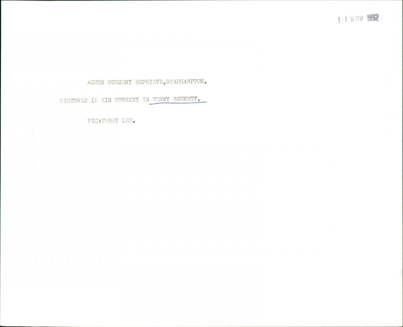 Terry Bennett - Vintage Photograph