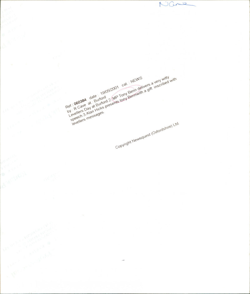 MP Tony Benn - Vintage Photograph