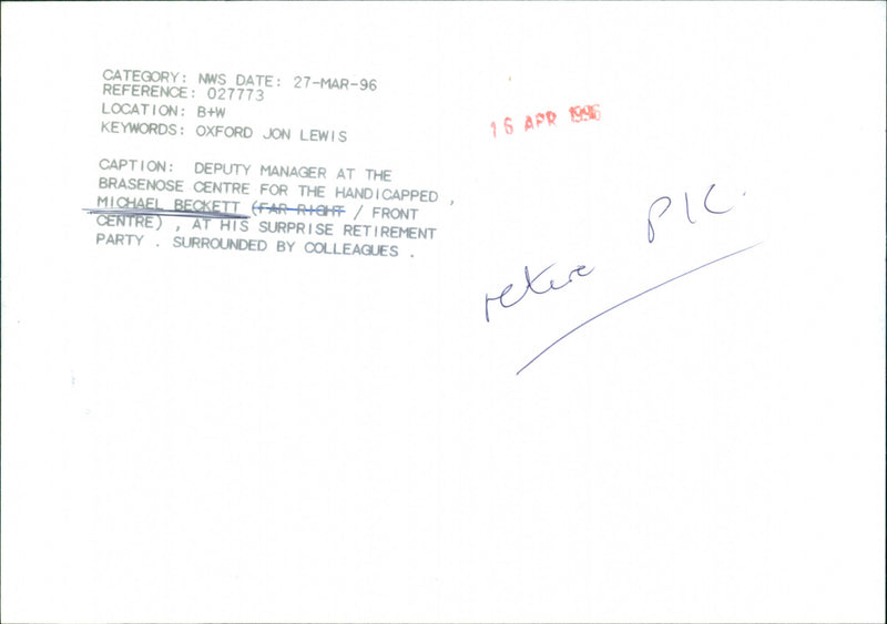 Michael Beckett - Vintage Photograph