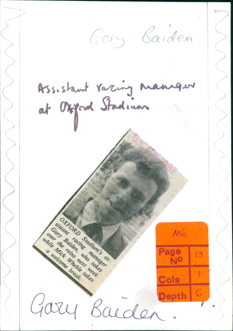 Gary Balden - Vintage Photograph