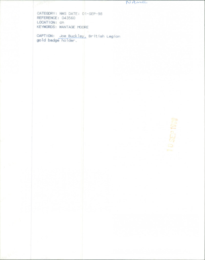 Joe Buckley - Vintage Photograph