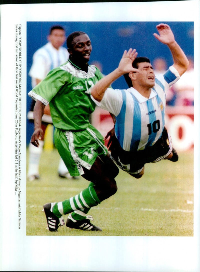 Diego Maradona & Samson Siasia - Vintage Photograph