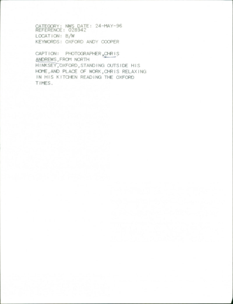 Chris Andrews - Vintage Photograph