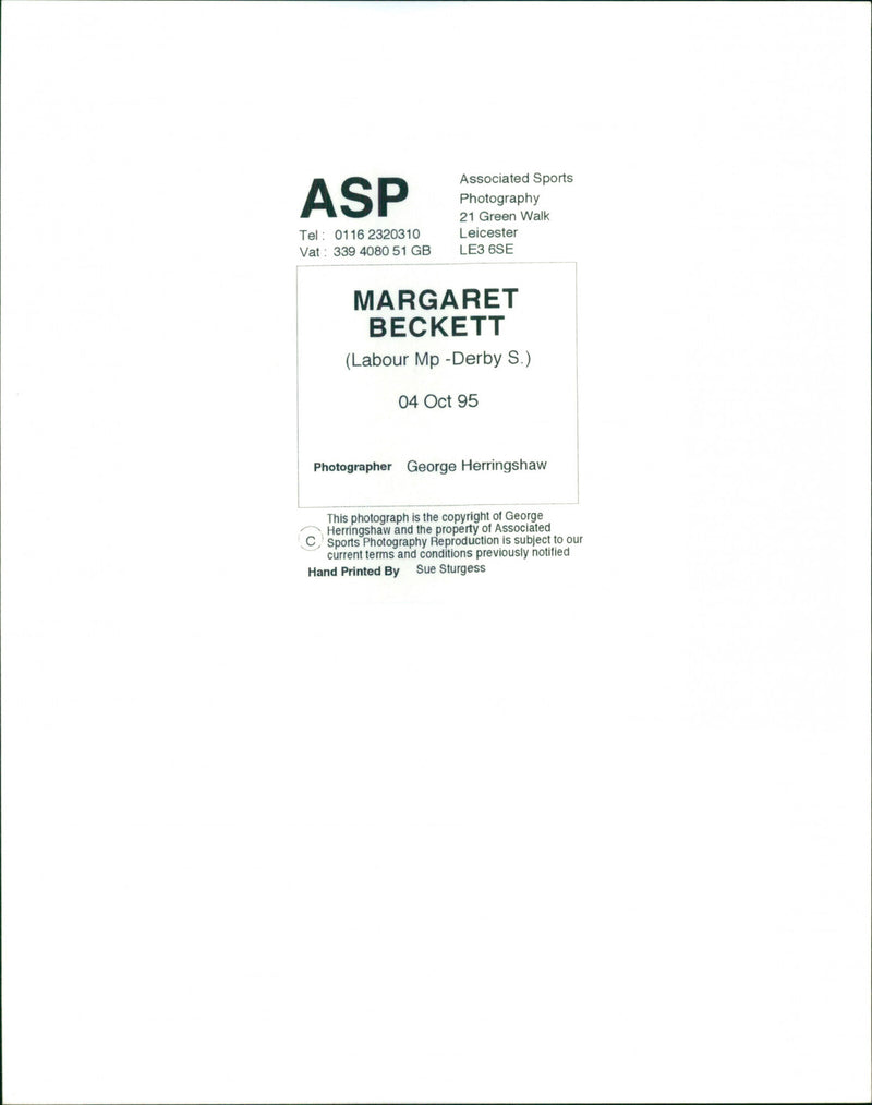 Margaret Beckett - Vintage Photograph