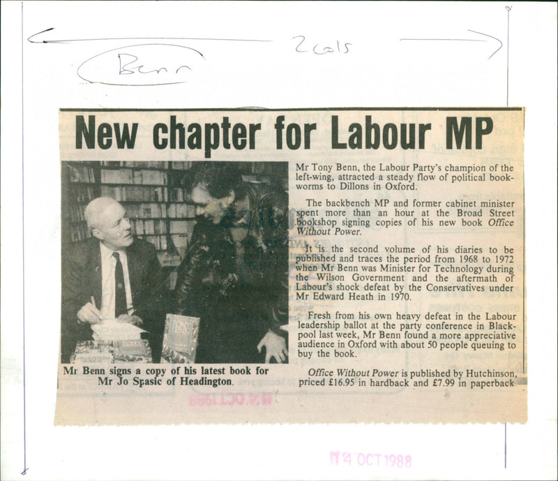 Tony Benn - Vintage Photograph