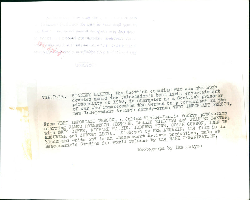 Stanley Baxter - Vintage Photograph