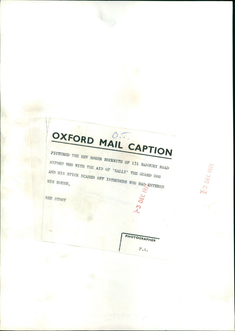 Rev. Roger Beckwith - Vintage Photograph