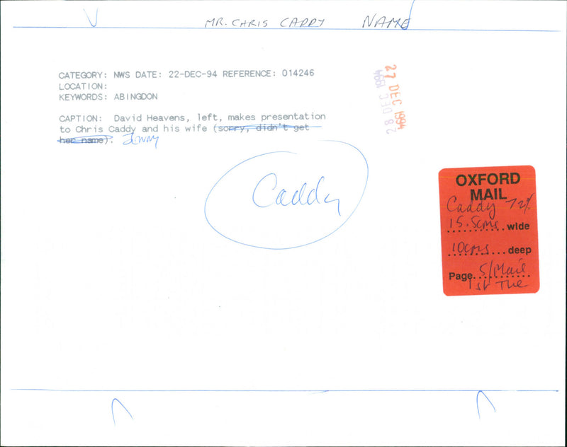 Christopher Caddy - Vintage Photograph