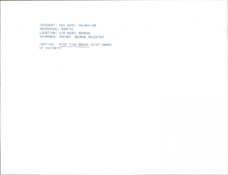 Miss Tina Begum - Vintage Photograph