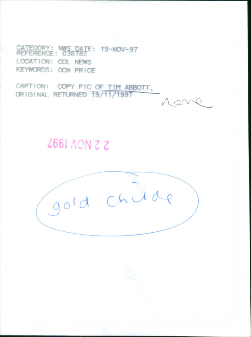 Tim Abbott - Vintage Photograph