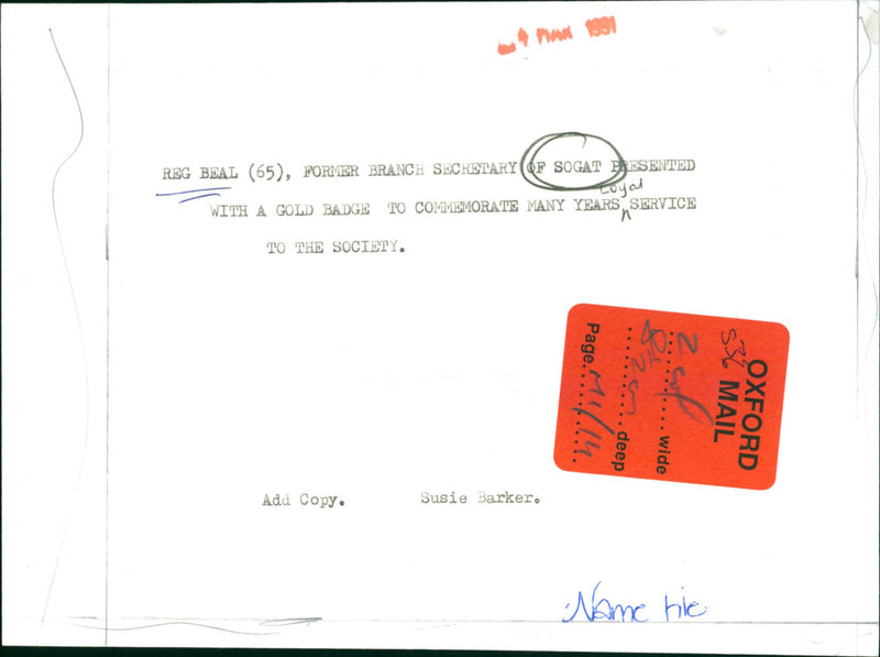 Reg Beal - Vintage Photograph