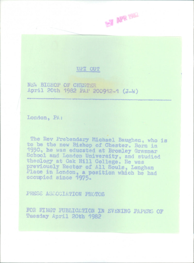 Rev Prebendary Michael Baughen - Vintage Photograph