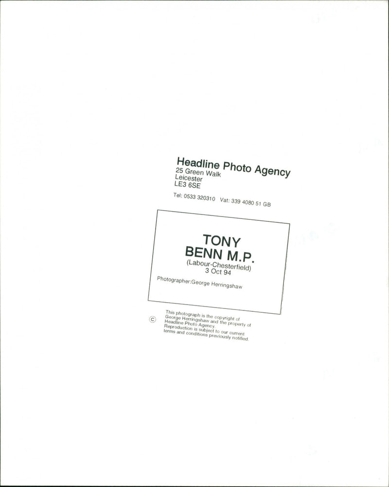 Tony Benn - Vintage Photograph