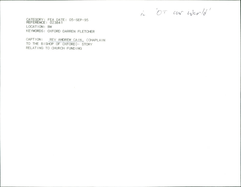 Rev. Andrew Cain - Vintage Photograph