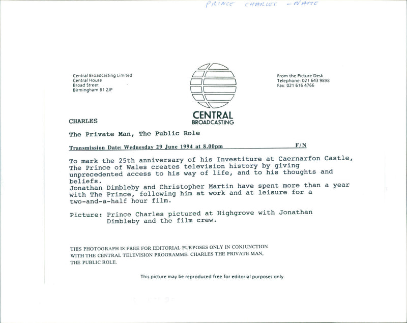 Charles, Prince of Wales - Vintage Photograph