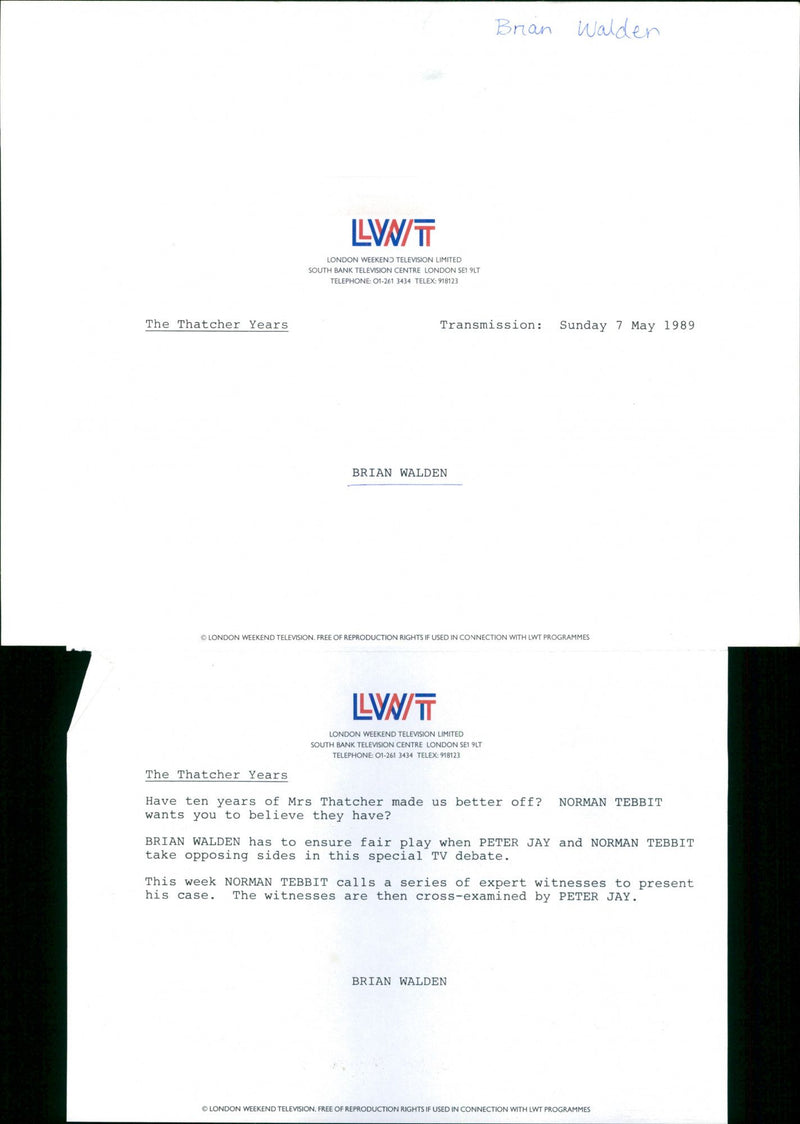 Brian Walden - Vintage Photograph