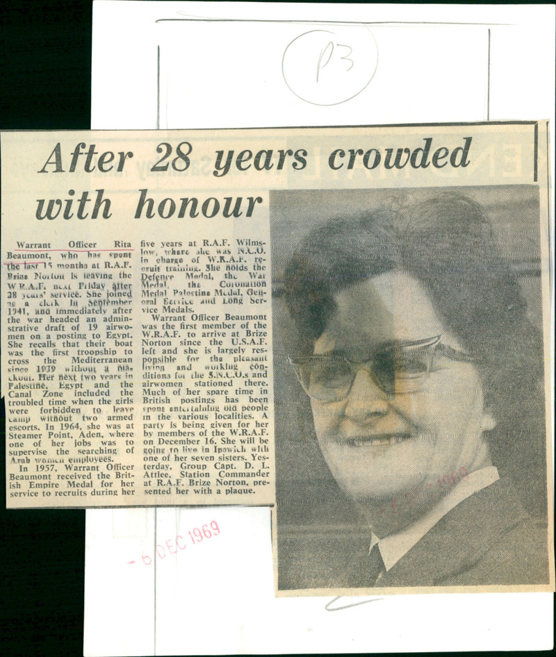 Warrant Officer Rita Beaumont - Vintage Photograph