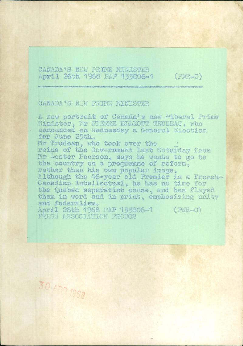 Pierre Elliot Trudeau - Vintage Photograph