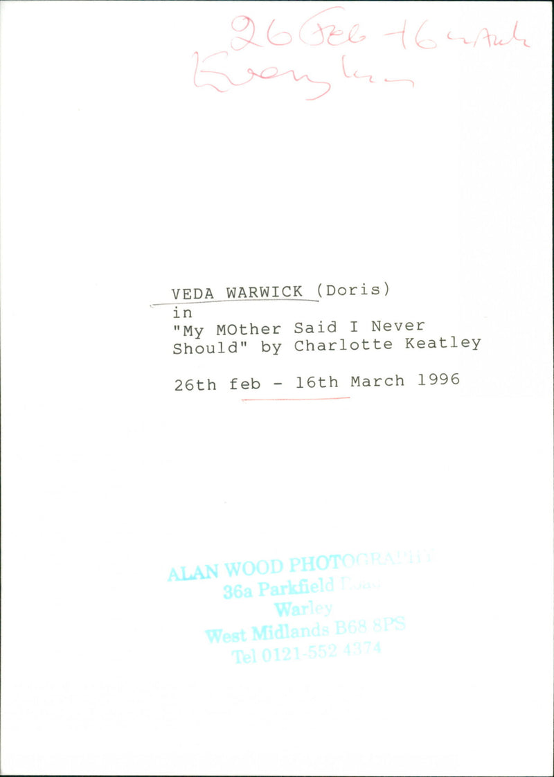 Veda Warwick - Vintage Photograph