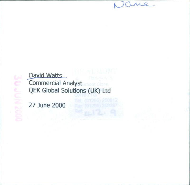 David Watts - Vintage Photograph