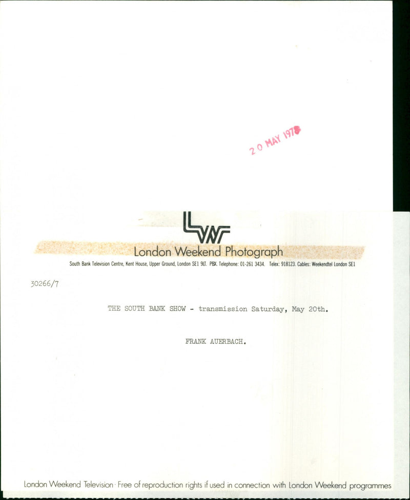 Frank Auerbach - Vintage Photograph