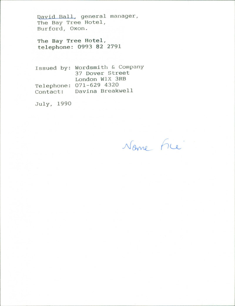 David Ball - Vintage Photograph