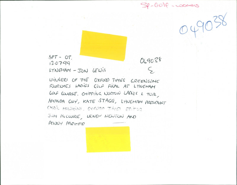 Ladies Golf Final at Lyneham - Vintage Photograph