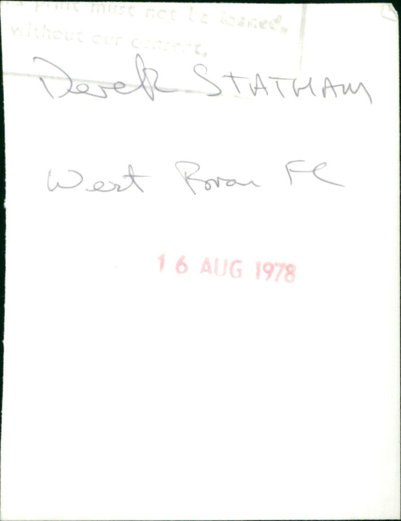 Derek Statham - Vintage Photograph