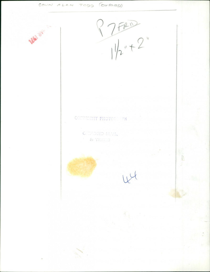 Coun Alan Todd - Vintage Photograph