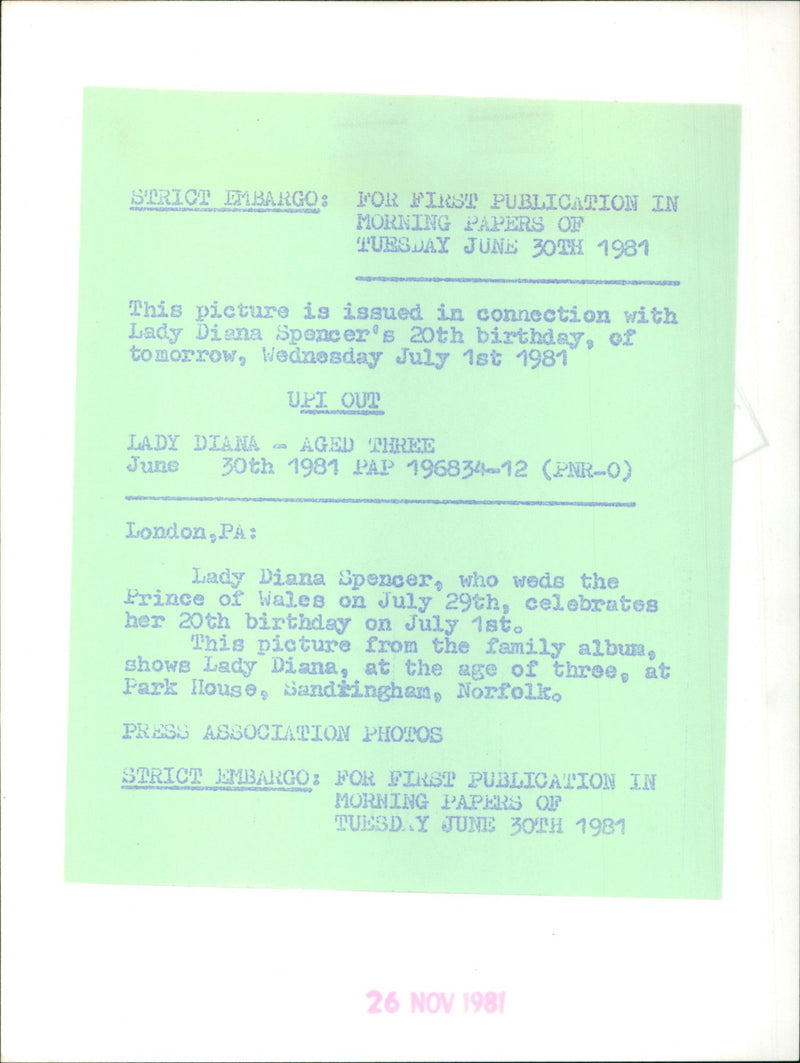 Lady Diana Spencer - Vintage Photograph