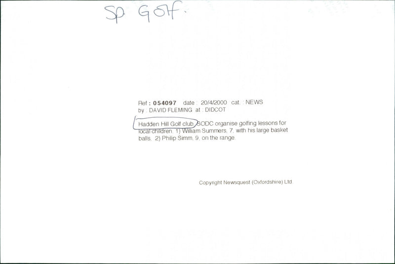 Hadden Hill Golf Club - Vintage Photograph