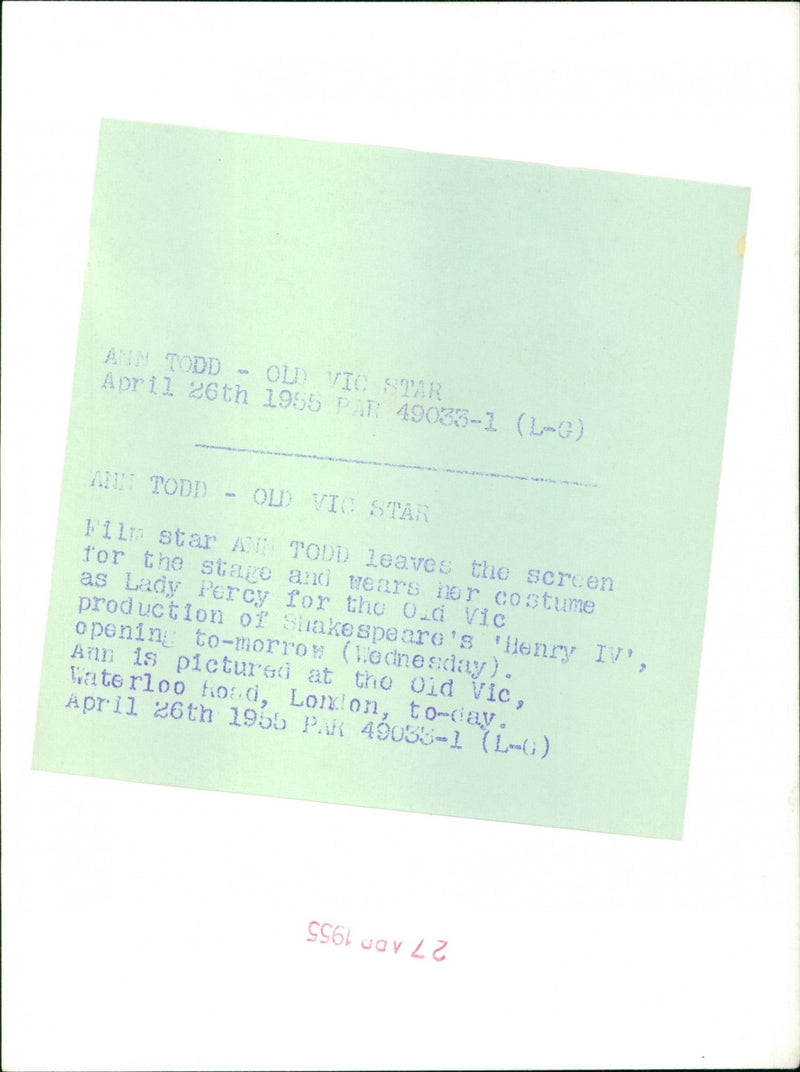 Ann Todd - Vintage Photograph