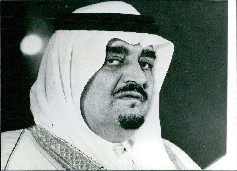 Crown Prince Fahad ibn Abdul Aziz of Saudi Arabia, brother of King Khaled, stands in front of a crowd in 1981. - Vintage Photograph