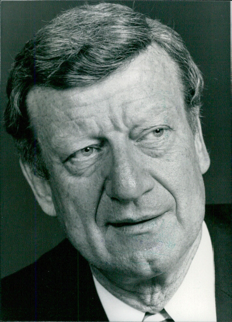 Senator William V. Roth, Jnr., Republican Senator for Delaware since 1971, poses for a portrait in 1984. - Vintage Photograph
