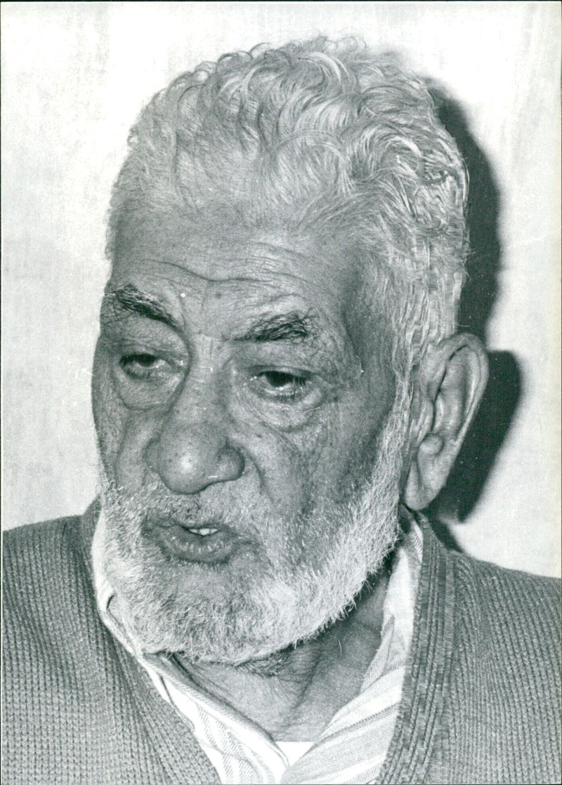 Sheik Omar El-Telmissani, one of the most influential religious leaders of the Moslem Brotherhood Organisation in Egypt, is pictured in an image taken in 1981 by photographer Rachad El Koussy. - Vintage Photograph