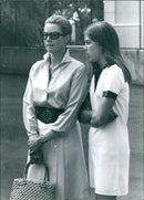 Princess Grace of Monaco accompanies her children Caroline and Albert to school on the earlier start date of September 1970. - Vintage Photograph