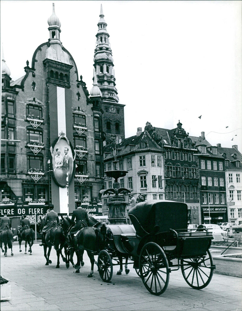 The royal coach testing the wedding route in Copenhagen - Vintage Photograph