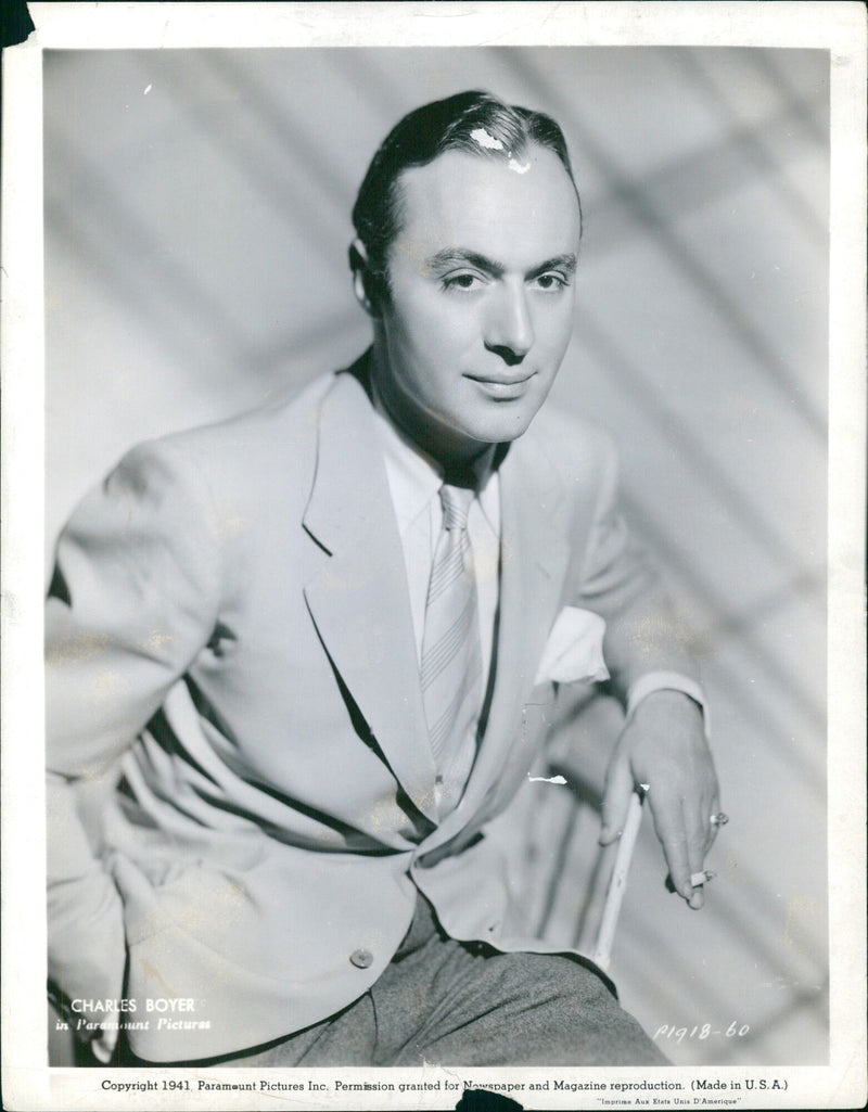 Charles Boyer at work for Paramount - Vintage Photograph