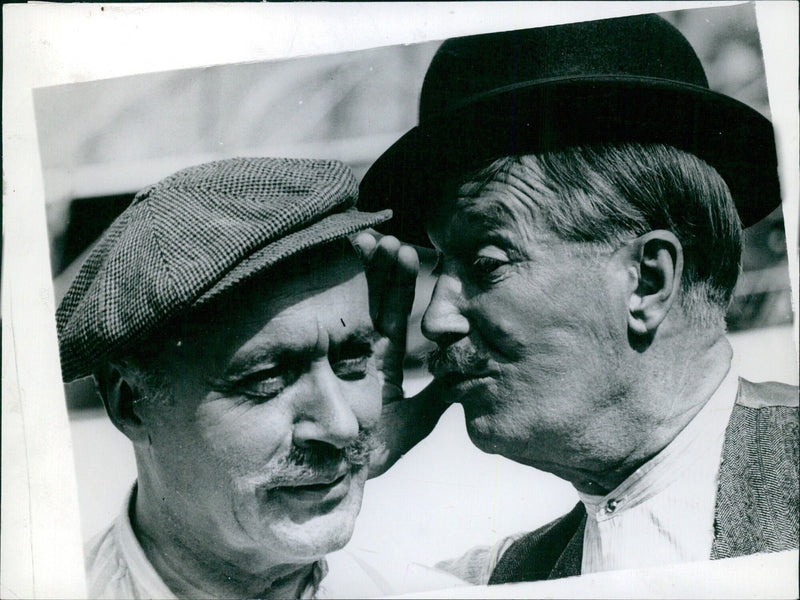 Charles Boyer and Maurice Chevalier during the making of the film "Fanny" in Marseilles - Vintage Photograph